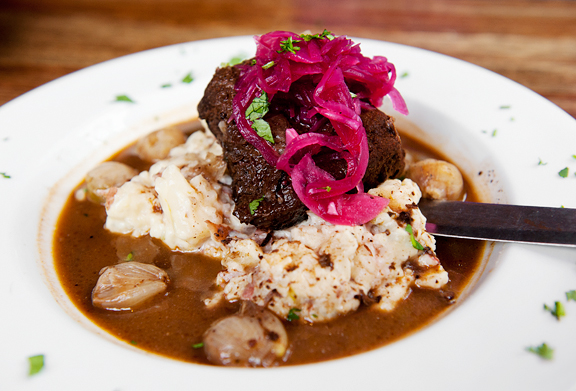Mexican pot roast with boneless short rib and chile-cheese potatoes